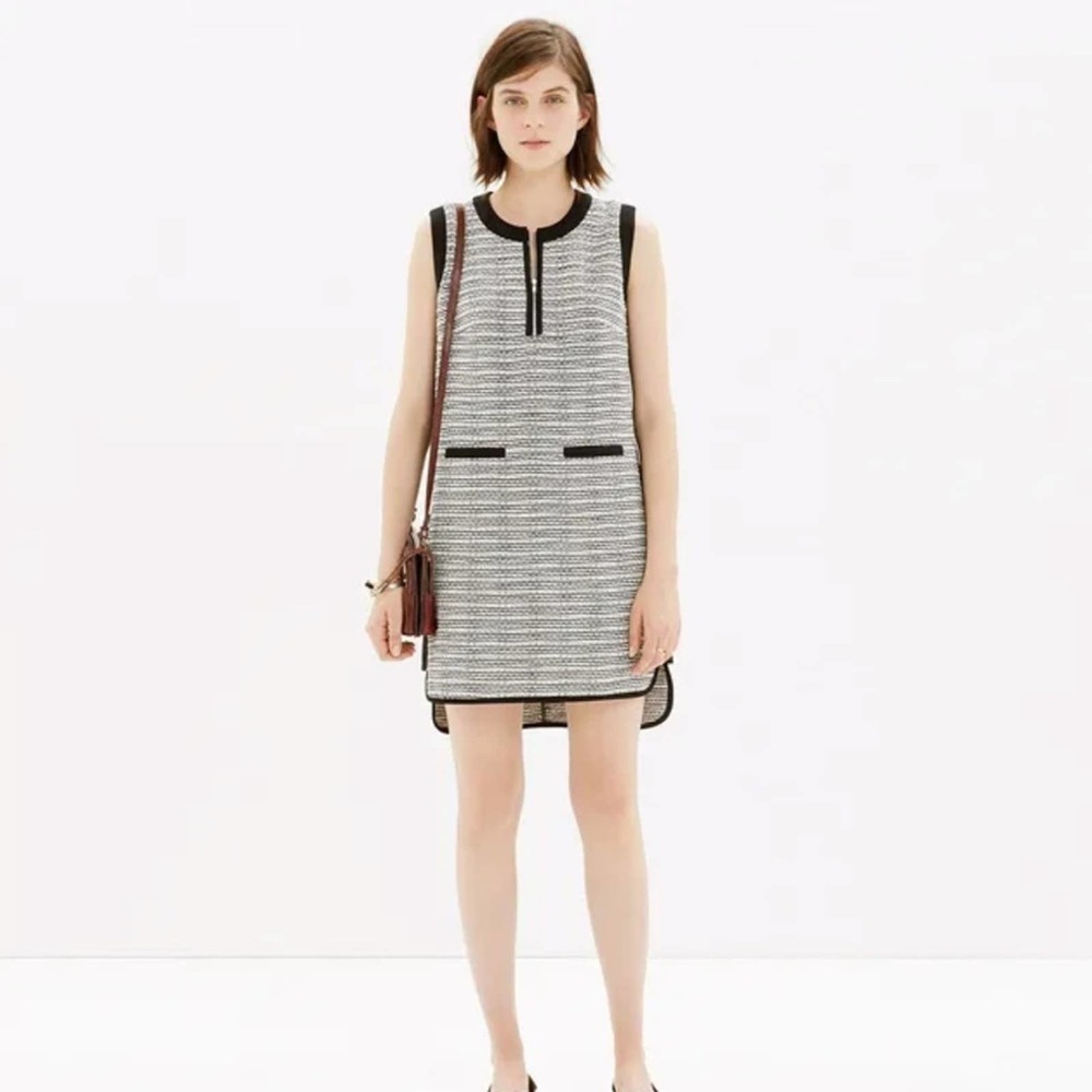 Madewell Black and White Tweed Shift Dress